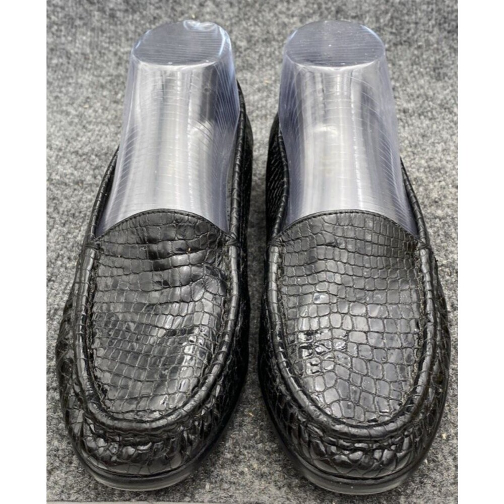 SAS Viva Black Croc Patent Leather Loafers Women Sz 7.5 Slip On Comfort Shoe